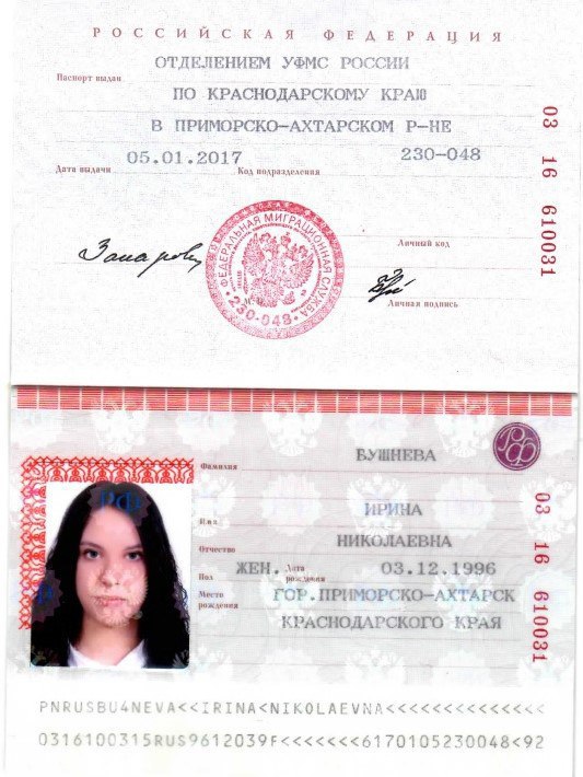 Ип александров краснодар. Паспортные данные 2003 года рождения.